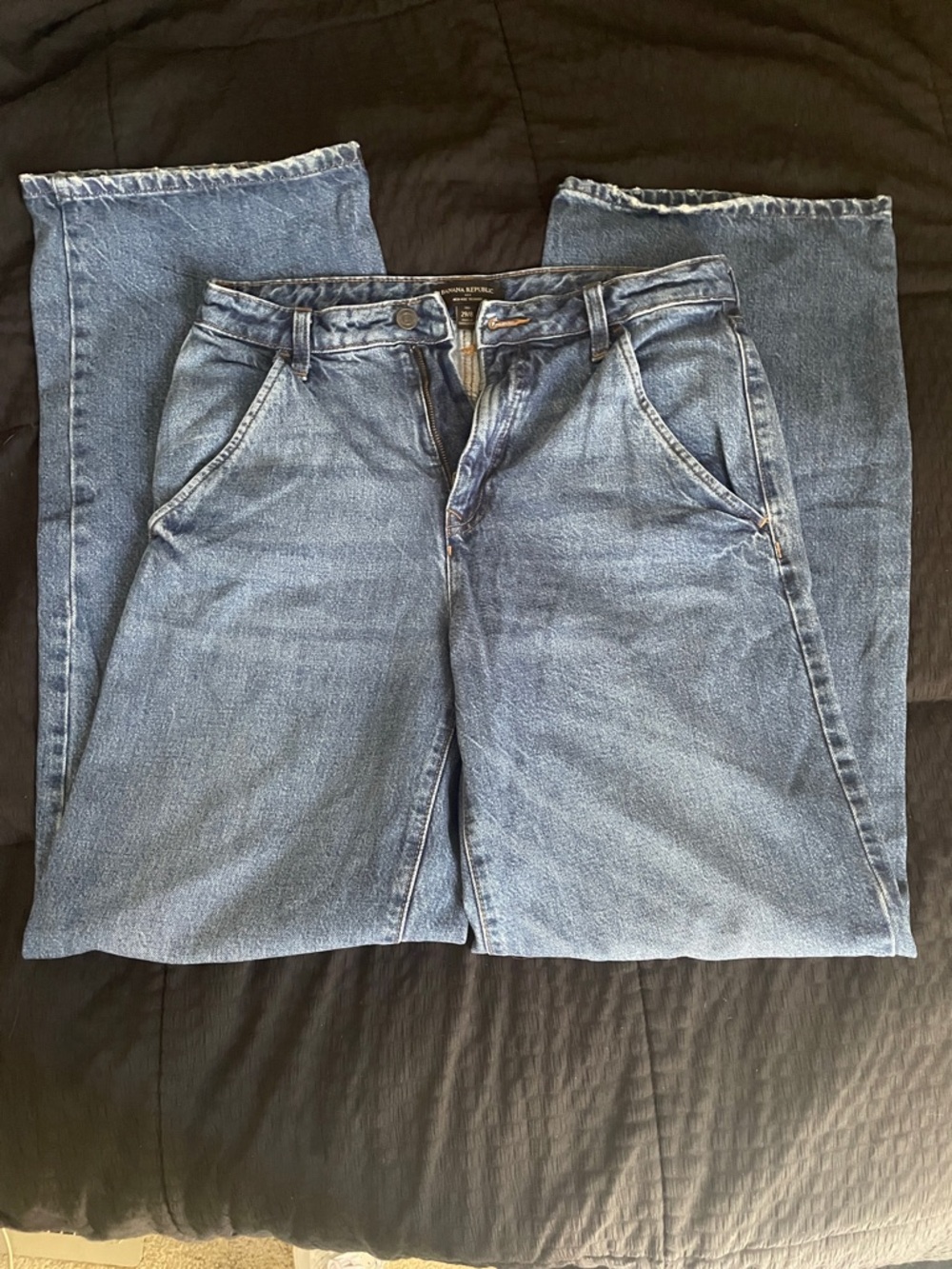 Banana Republic Dark Blue Denim High-Rise Trousers. 29/8 TALL
